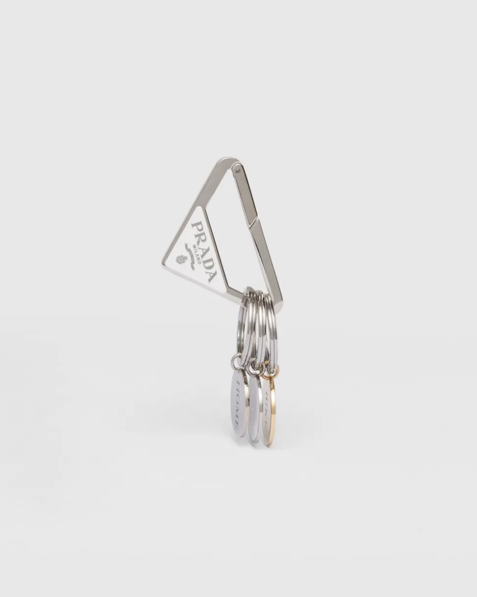 Cheap Prada Schlüsselanhänger Aus Metall Stahl/Weiss