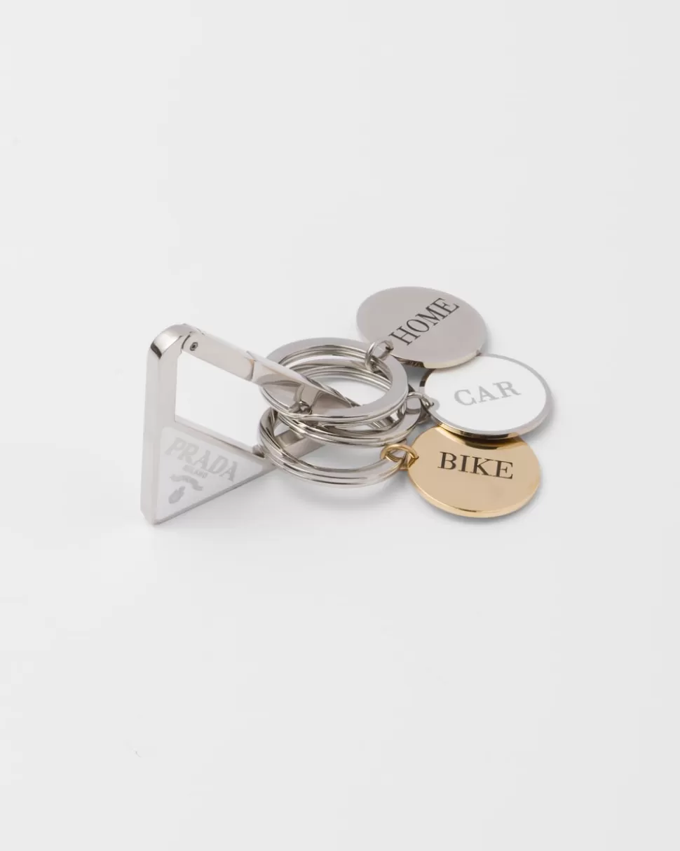 Cheap Prada Schlüsselanhänger Aus Metall Stahl/Weiss
