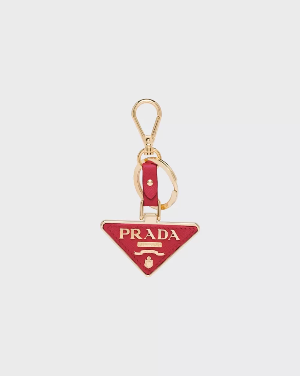 Online Prada Schlüsselanhänger Aus Saffiano Leder Schwarz