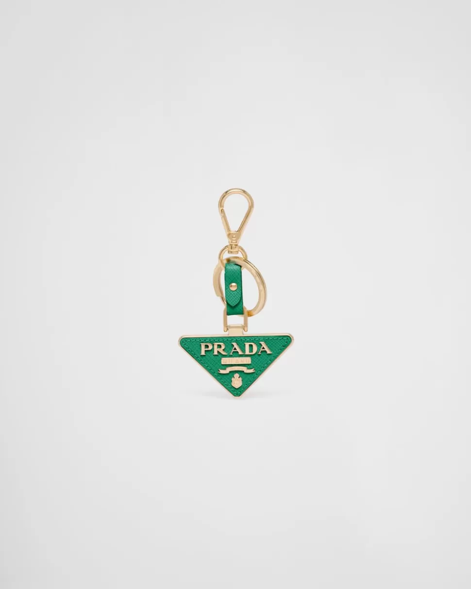 Store Prada Schlüsselanhänger Aus Saffiano Leder Schwarz