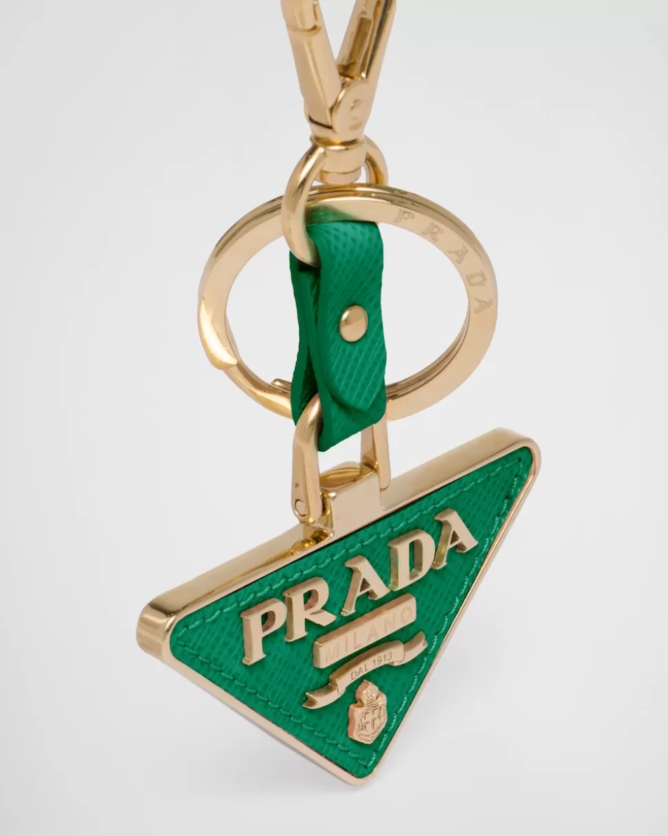 Store Prada Schlüsselanhänger Aus Saffiano Leder Schwarz