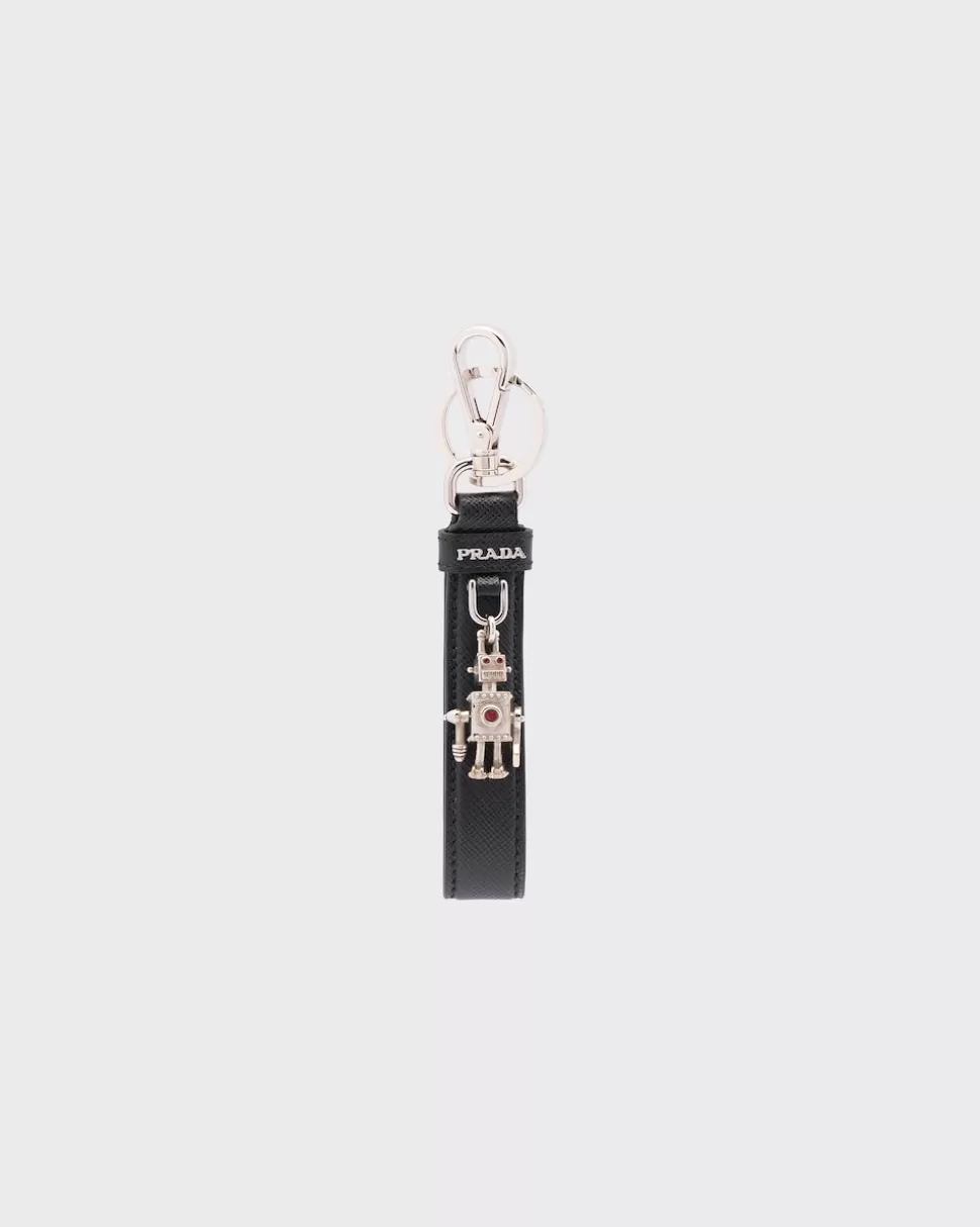 Clearance Prada Schlüsselanhänger Aus Saffiano Leder Schwarz