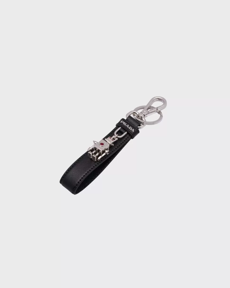 Clearance Prada Schlüsselanhänger Aus Saffiano Leder Schwarz