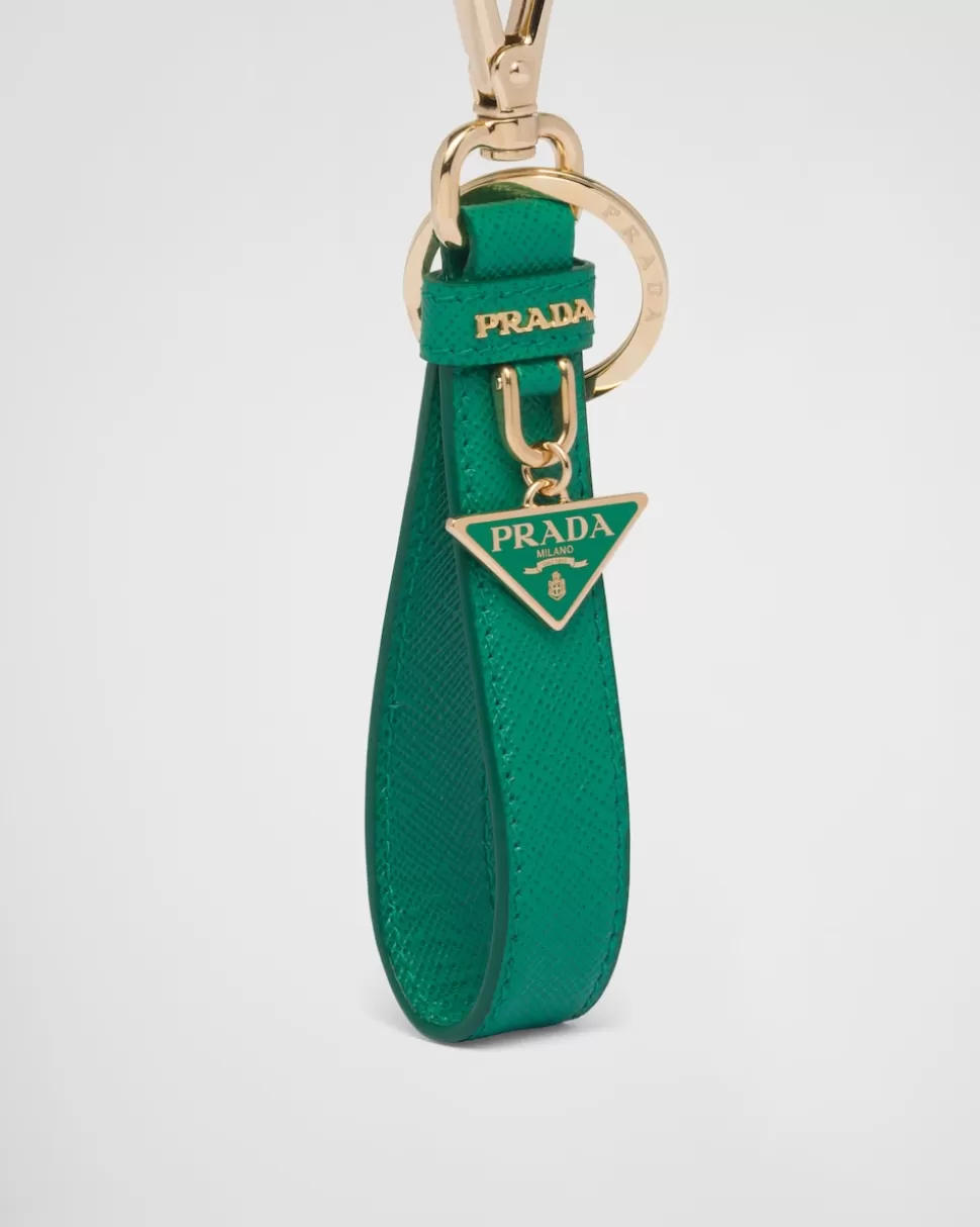 Hot Prada Schlüsselanhänger Aus Saffiano-leder Schwarz