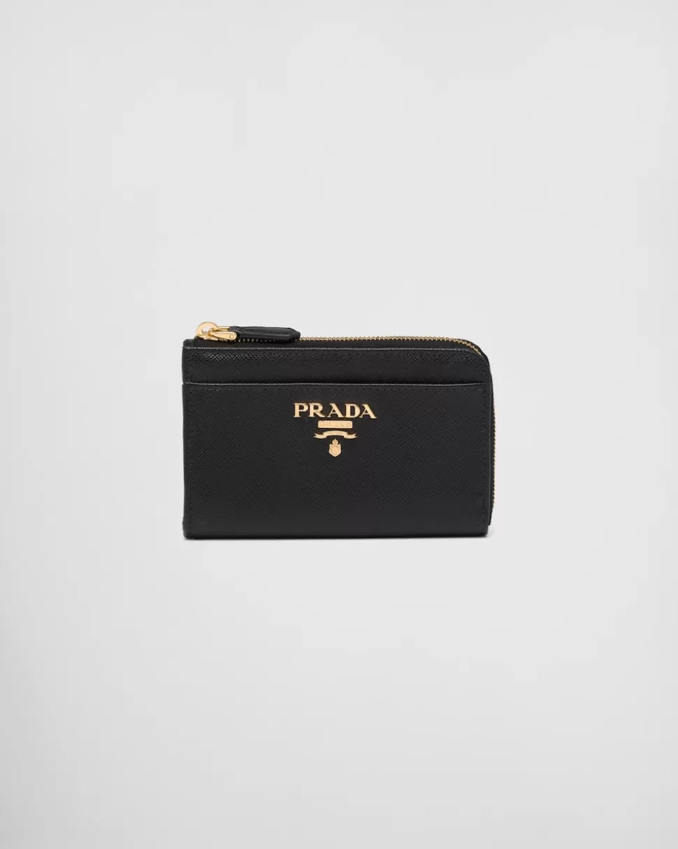 New Prada Schlüsselanhänger Aus Saffiano-leder Schwarz