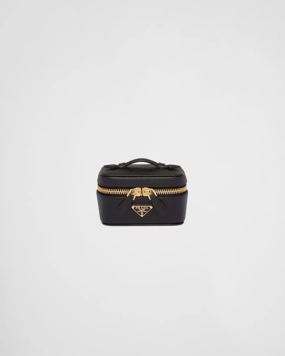 Fashion Prada Schmuck-kosmetiktasche Aus Saffiano-leder Schwarz