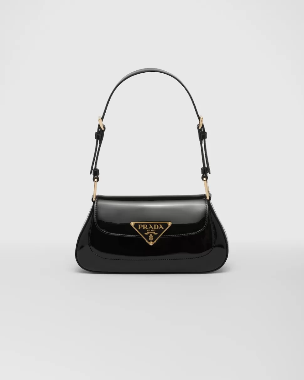 Online Prada Schultertasche Aus Lackleder Black