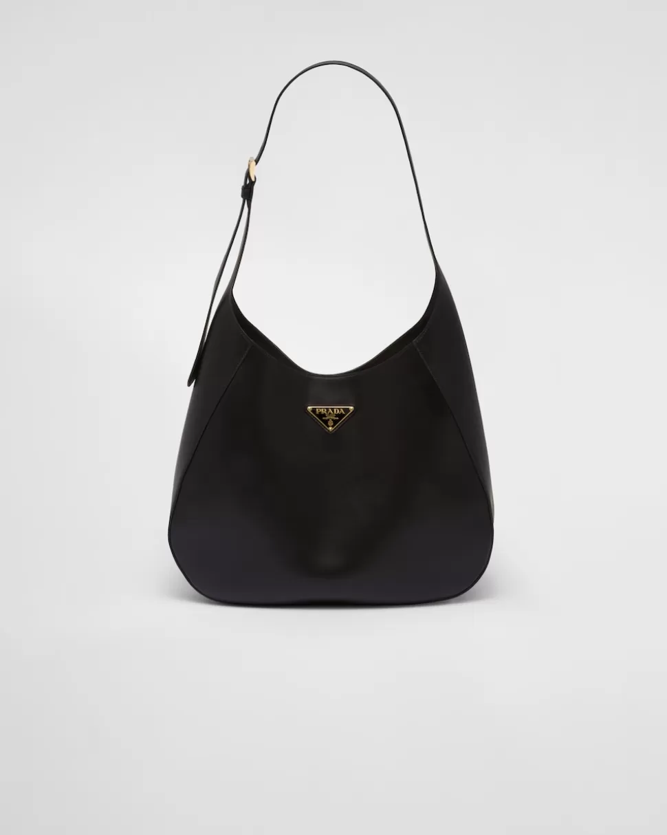 Discount Prada Schultertasche Aus Leder Schwarz