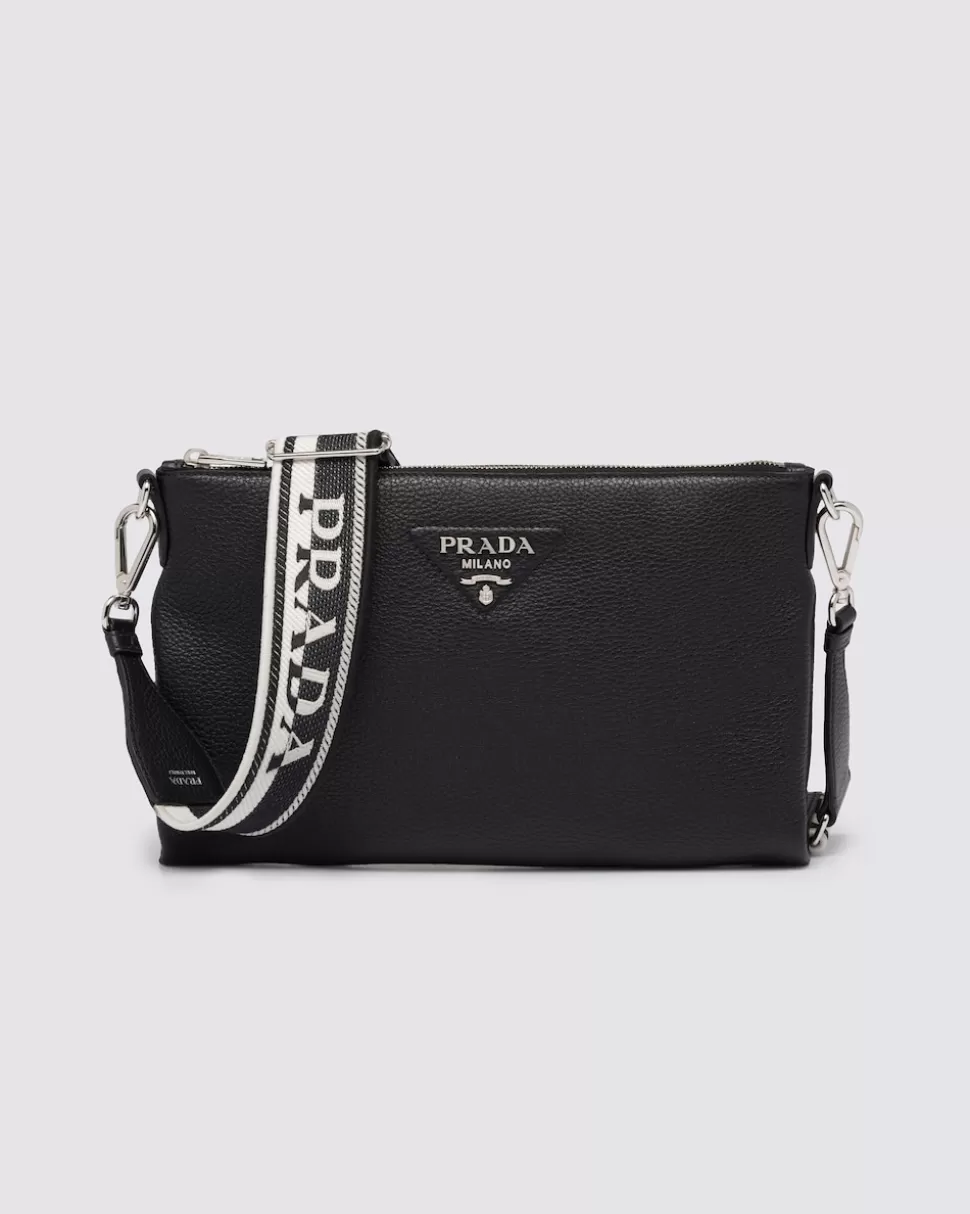 Sale Prada Schultertasche Aus Leder Schwarz