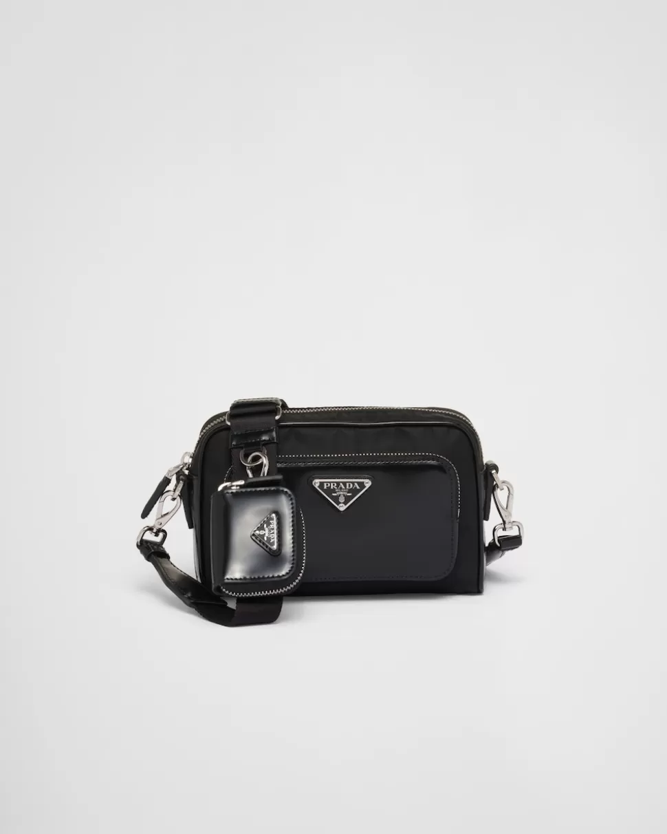 New Prada Schultertasche Aus Re-nylon Und Gebürstetem Leder Schwarz