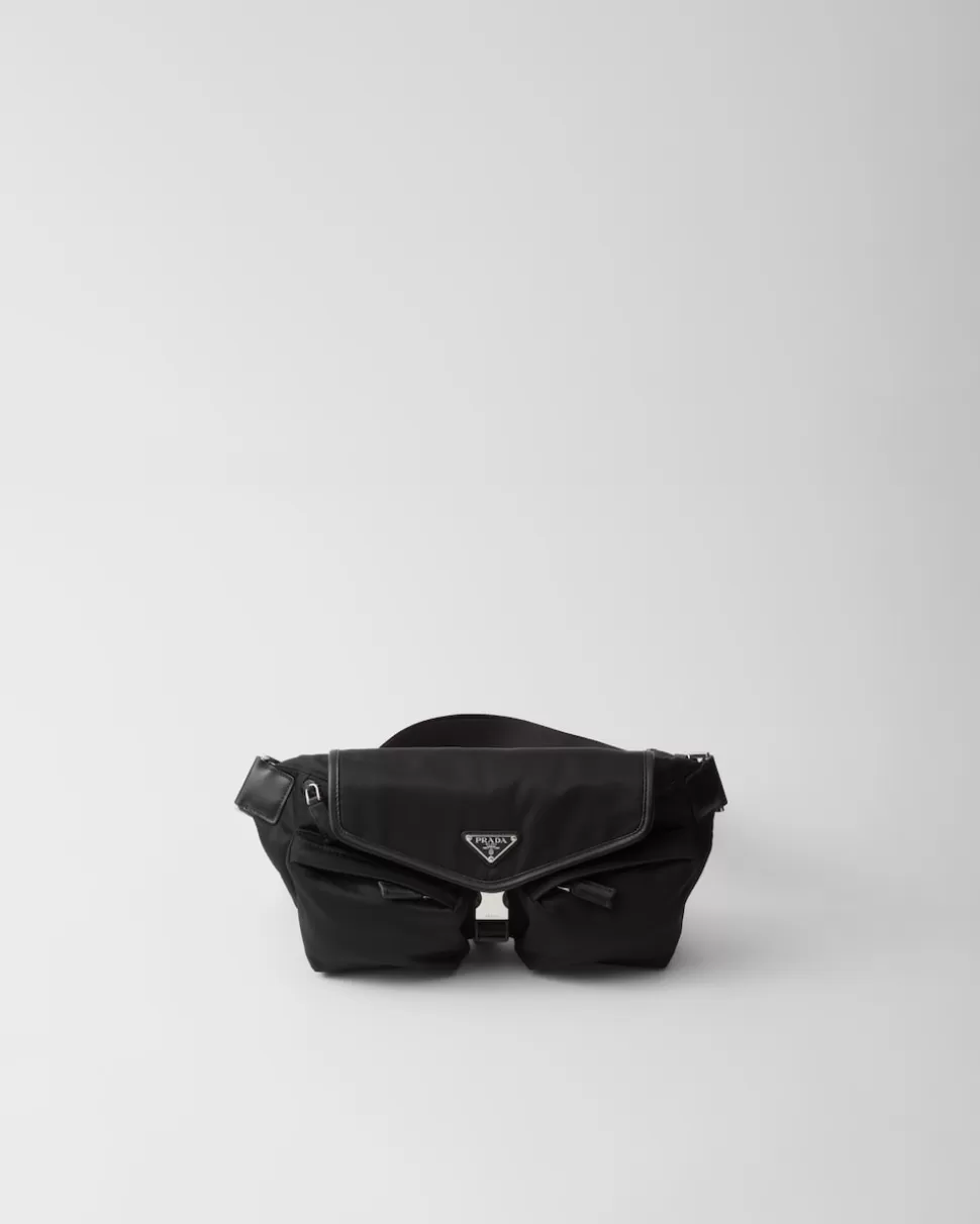 New Prada Schultertasche Aus Re-nylon Und Leder Schwarz