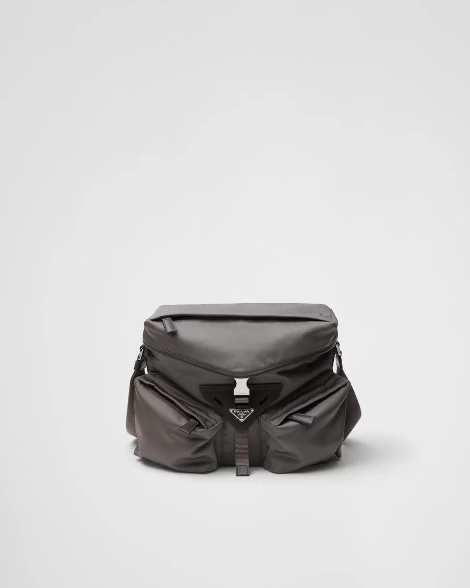 Store Prada Schultertasche Aus Re-nylon Und Leder Schwarz