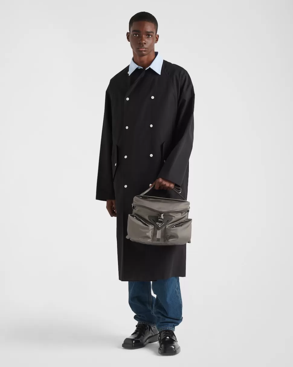 Store Prada Schultertasche Aus Re-nylon Und Leder Schwarz