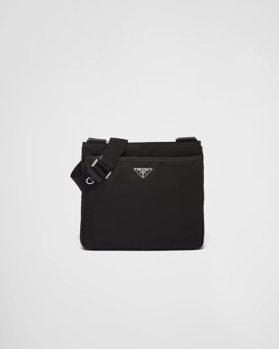 Discount Prada Schultertasche Aus Re-nylon Und Saffiano Schwarz