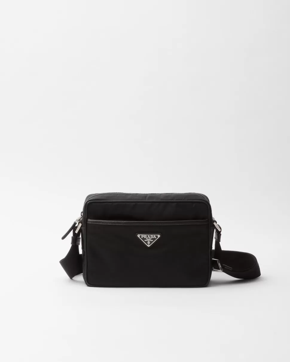 New Prada Schultertasche Aus Re-nylon Und Saffiano Schwarz