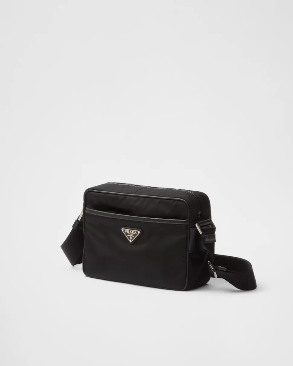 New Prada Schultertasche Aus Re-nylon Und Saffiano Schwarz
