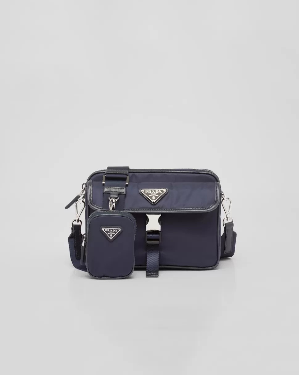 Flash Sale Prada Schultertasche Aus Re-nylon Und Saffiano-leder Schwarz