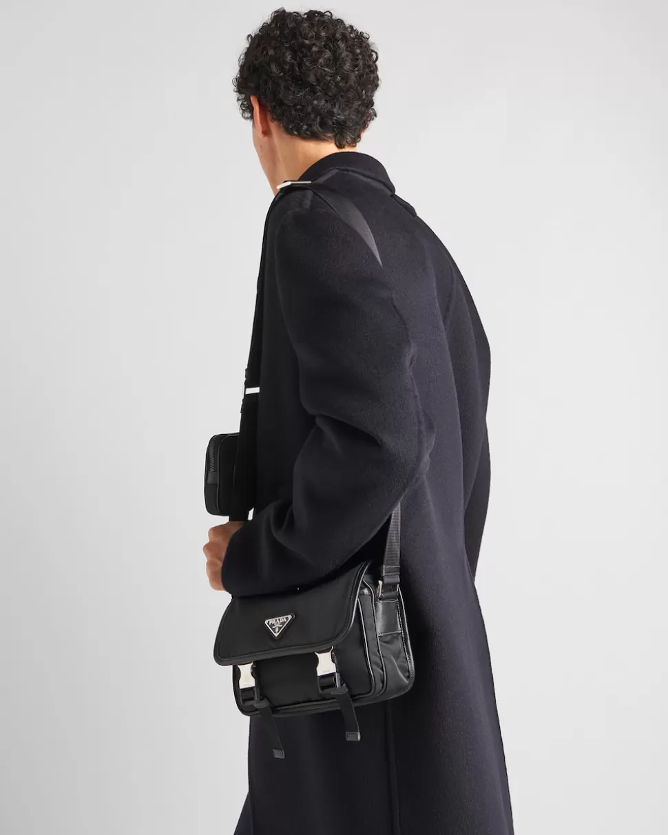 Flash Sale Prada Schultertasche Aus Re-nylon Und Saffiano-leder Schwarz