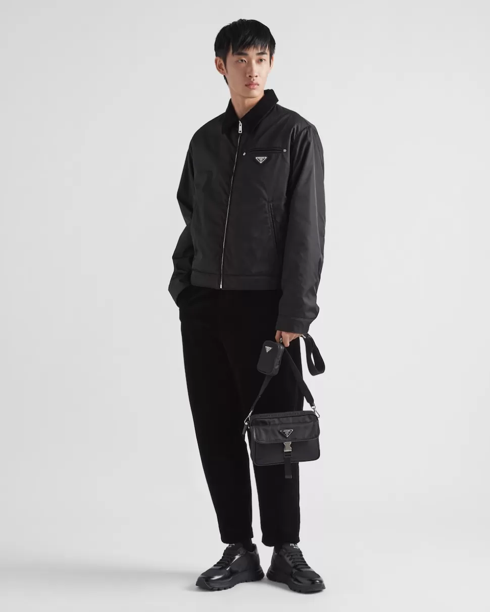 Online Prada Schultertasche Aus Re-nylon Und Saffiano-leder Schwarz