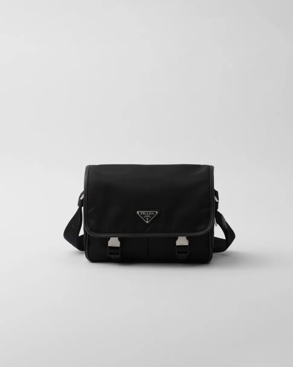 Flash Sale Prada Schultertasche Aus Re-nylon Und Saffiano-leder Schwarz