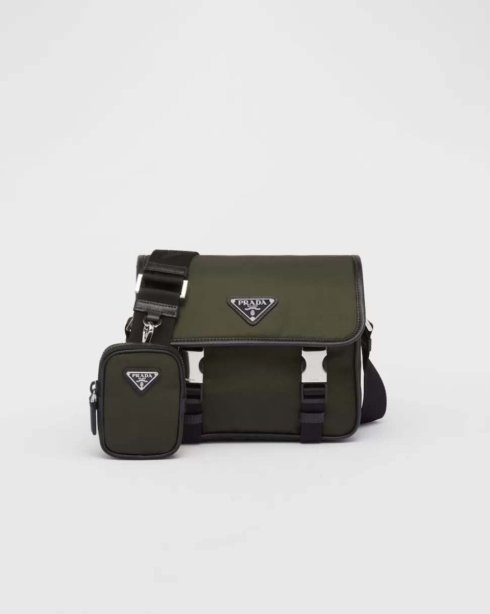 Cheap Prada Schultertasche Aus Re-nylon Und Saffiano-leder Schwarz