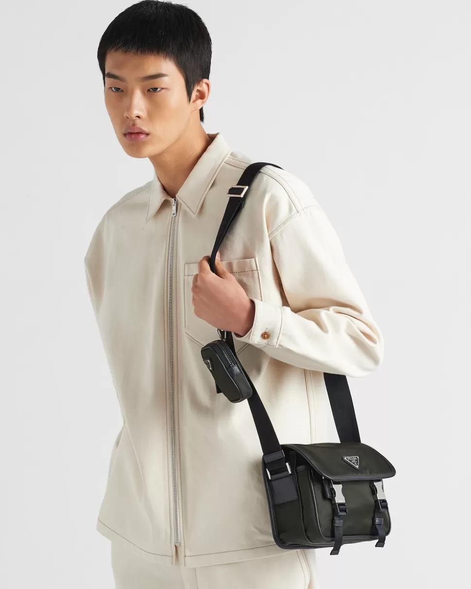 Cheap Prada Schultertasche Aus Re-nylon Und Saffiano-leder Schwarz