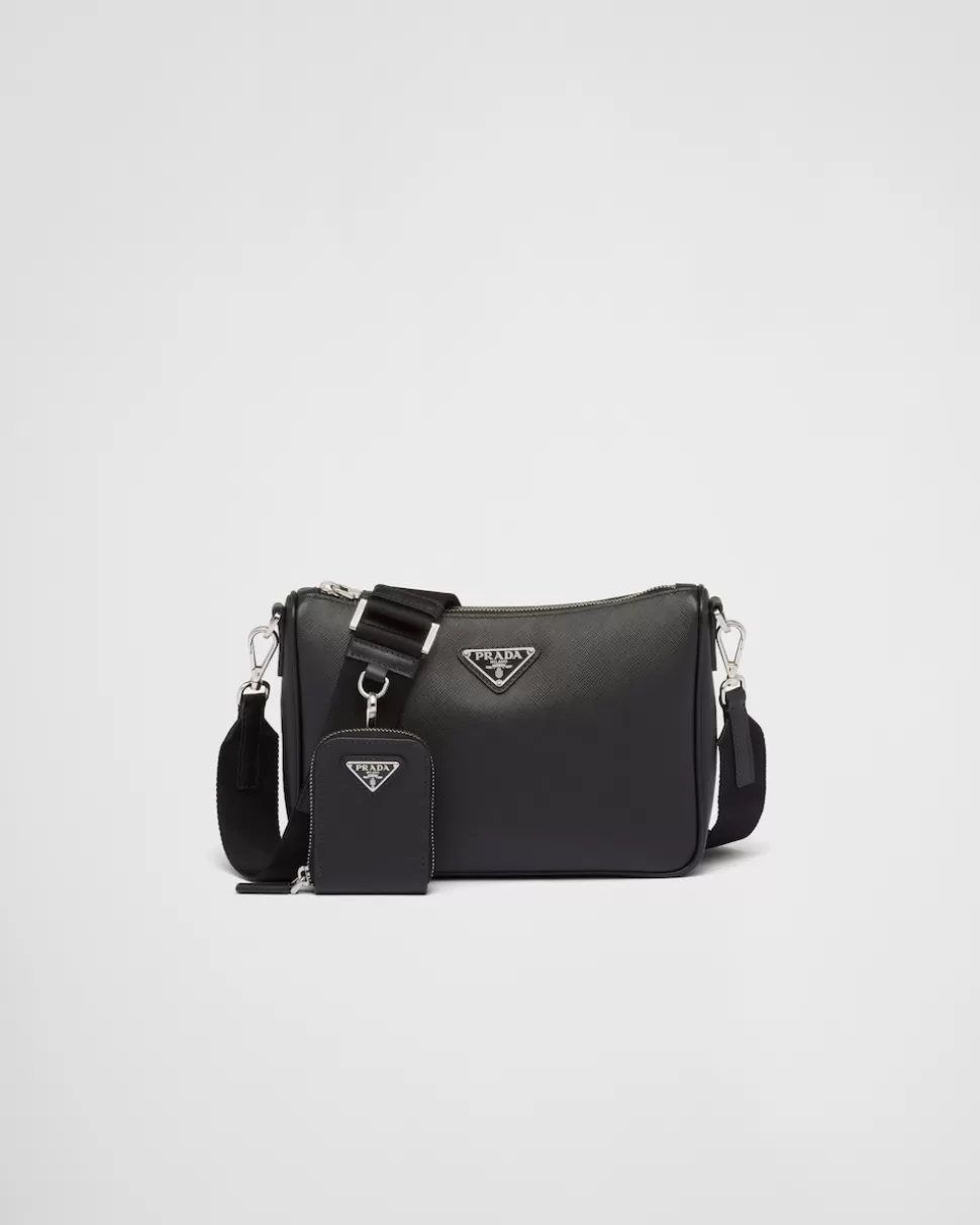 Cheap Prada Schultertasche Aus Saffiano-leder Schwarz