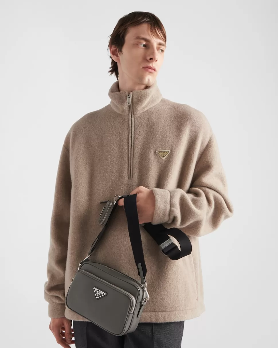 Outlet Prada Schultertasche Aus Saffiano-leder Schwarz