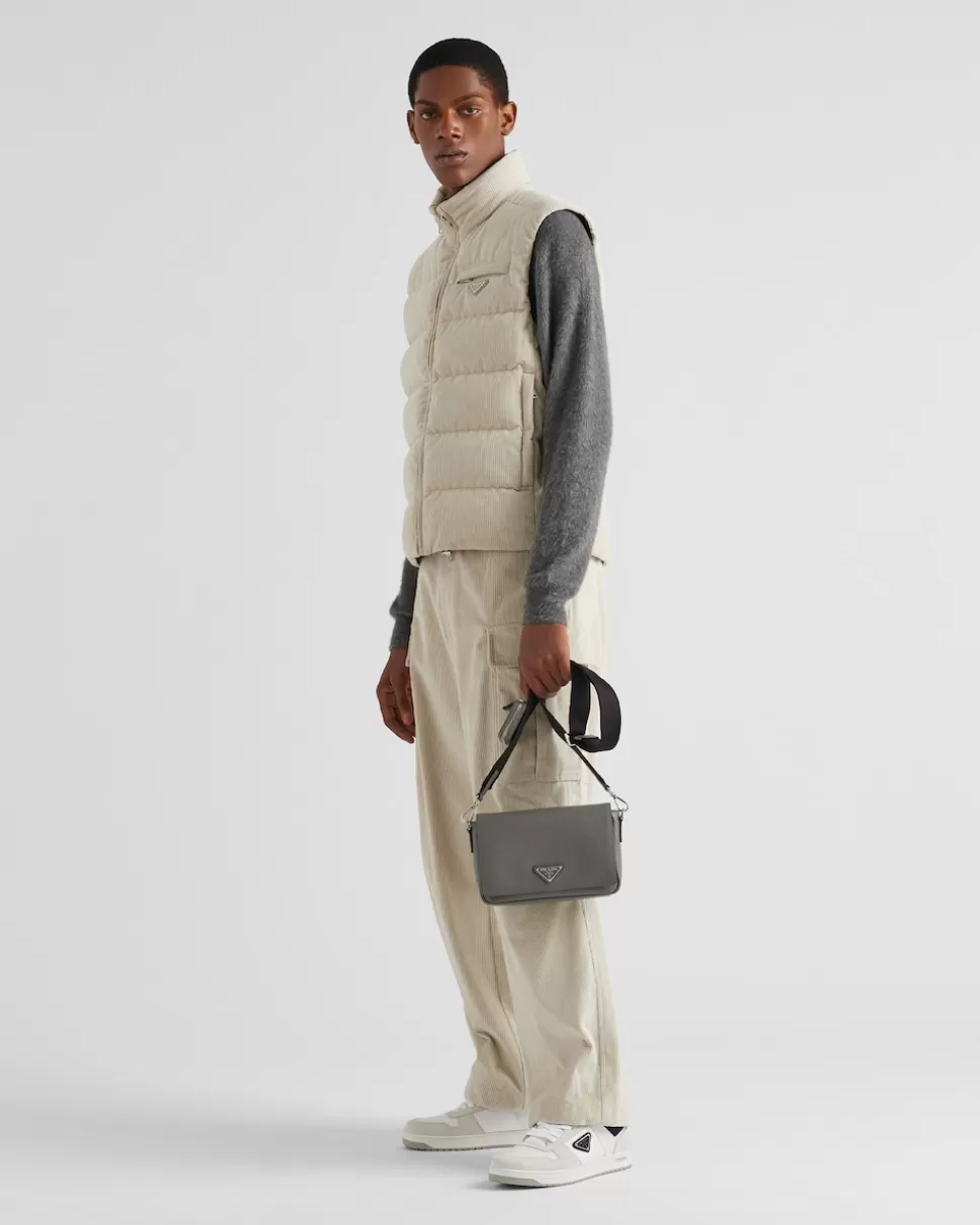 Shop Prada Schultertasche Aus Saffiano-leder Schwarz