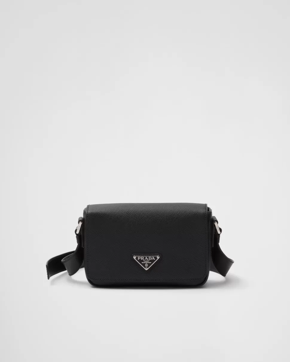 Online Prada Schultertasche Aus Saffiano-leder Schwarz