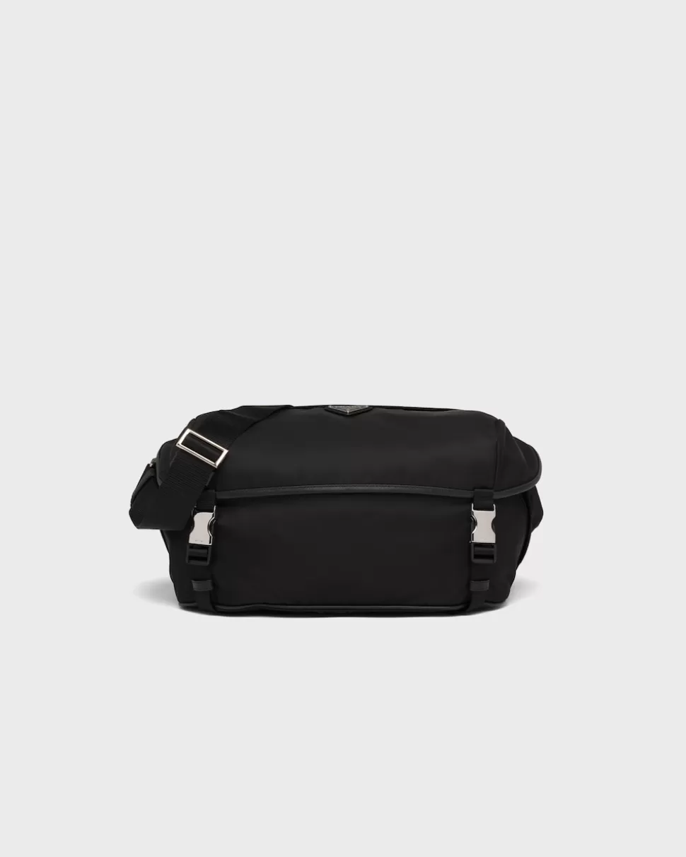 Cheap Prada Schultertasche: Re-nylon Und Saffiano-leder Schwarz