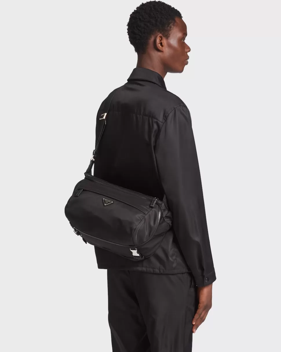 Cheap Prada Schultertasche: Re-nylon Und Saffiano-leder Schwarz
