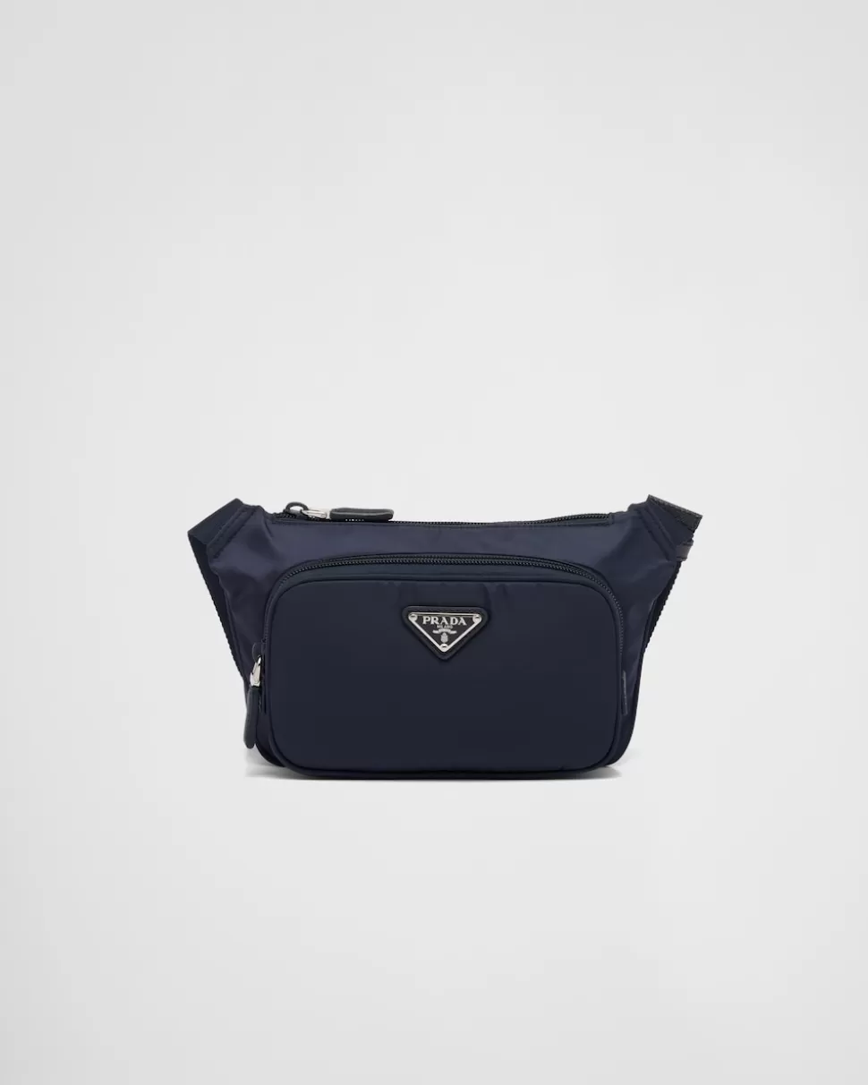 Shop Prada Schultertasche: Re-nylon Und Saffiano-leder Blau