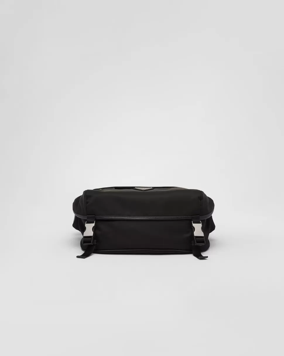 Cheap Prada Schultertasche: Re-nylon Und Saffiano-leder Schwarz