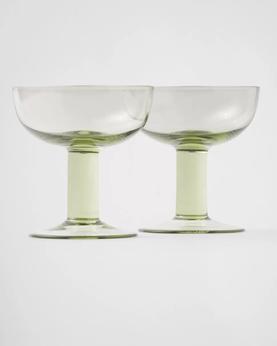 Sale Prada Set Mit Zwei Champagner-coupe-gläsern Aus Kristall – Plinth Moos
