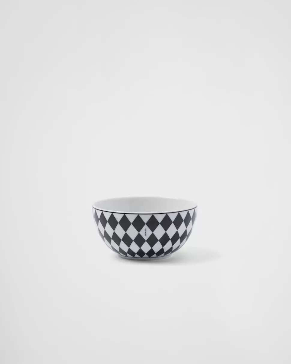 Shop Prada Set Mit Zwei Reis- Oder Müslischalen Aus Porzellan – Checkerboard Weiss/Schwarz