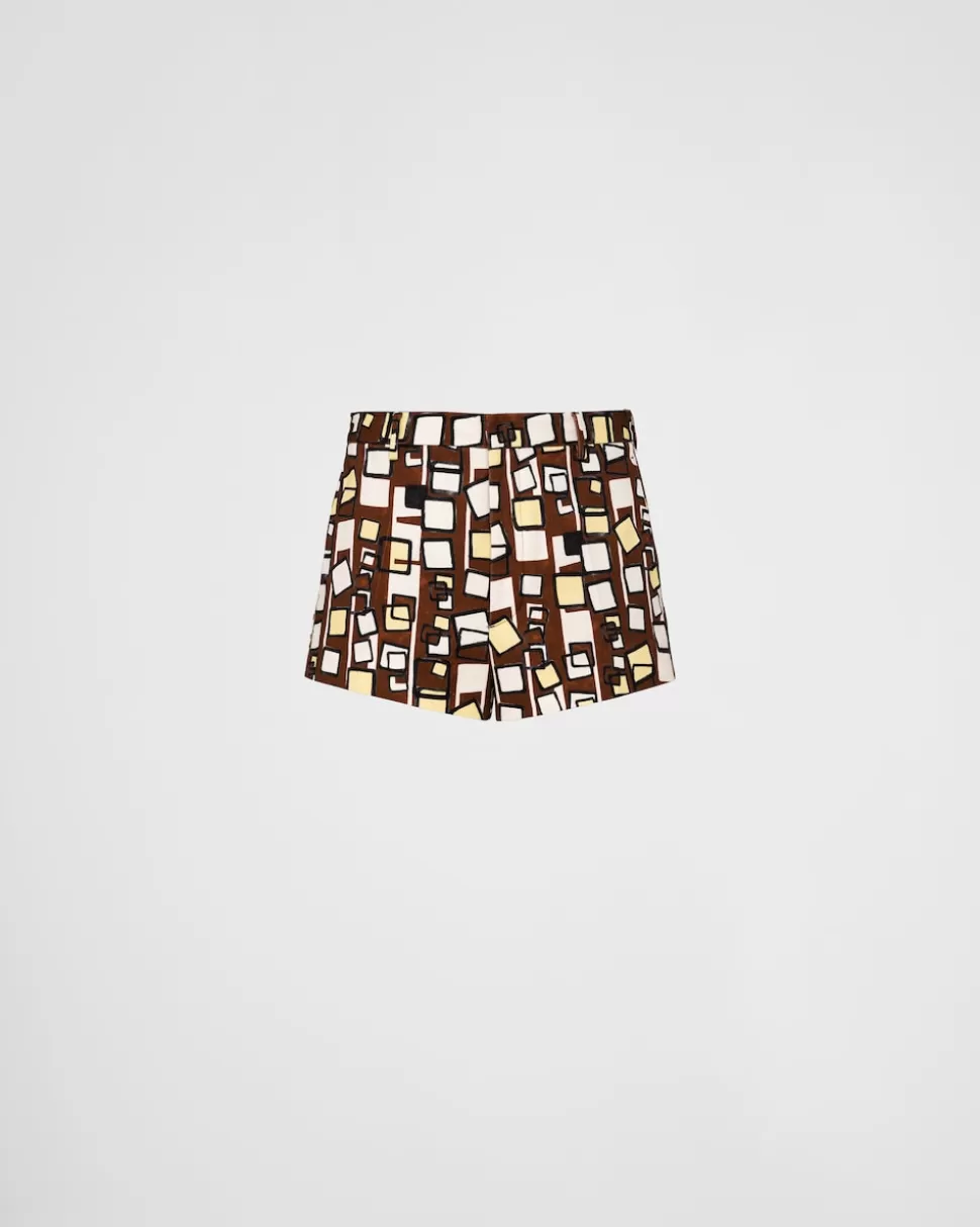 Sale Prada Shorts Aus Baumwolle Tabak/Vanille