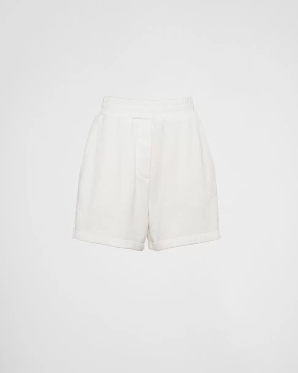 Store Prada Shorts Aus Baumwollfleece Natur