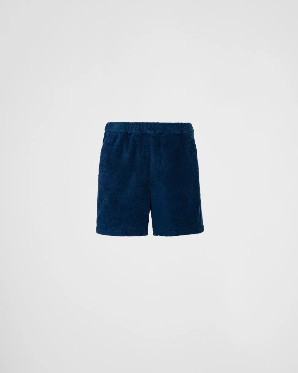 Store Prada Shorts Aus Baumwoll-frottee Schwarz