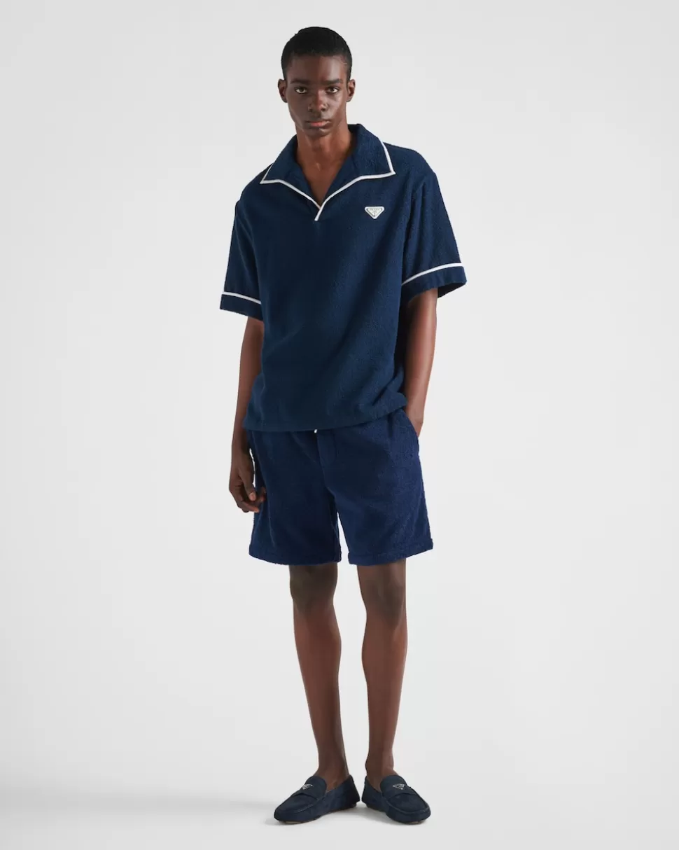 Store Prada Shorts Aus Baumwoll-frottee Schwarz