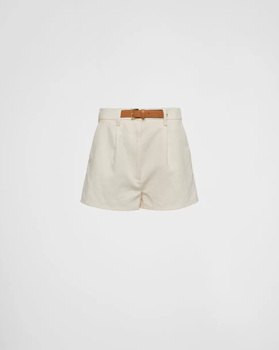 Shop Prada Shorts Aus Canvas Natur