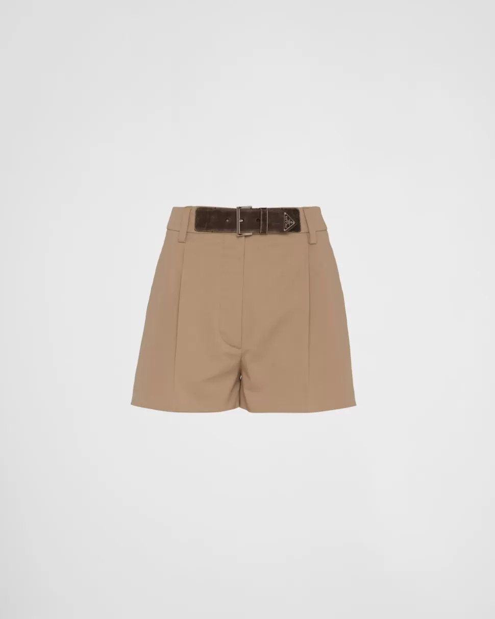 Cheap Prada Shorts Aus Gabardine Blau