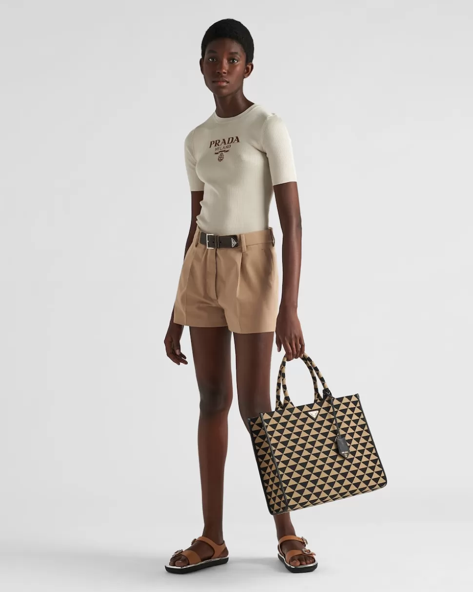 Cheap Prada Shorts Aus Gabardine Blau