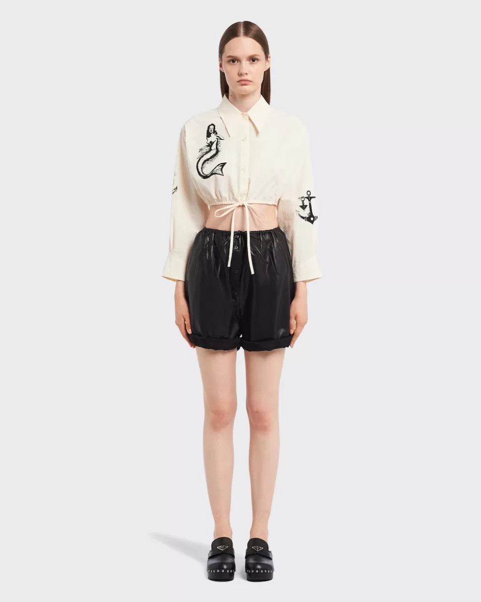 Shop Prada Shorts Aus Nappa-leder Schwarz