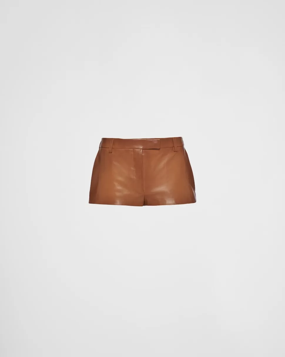 Online Prada Shorts Aus Nappa-leder Karamell