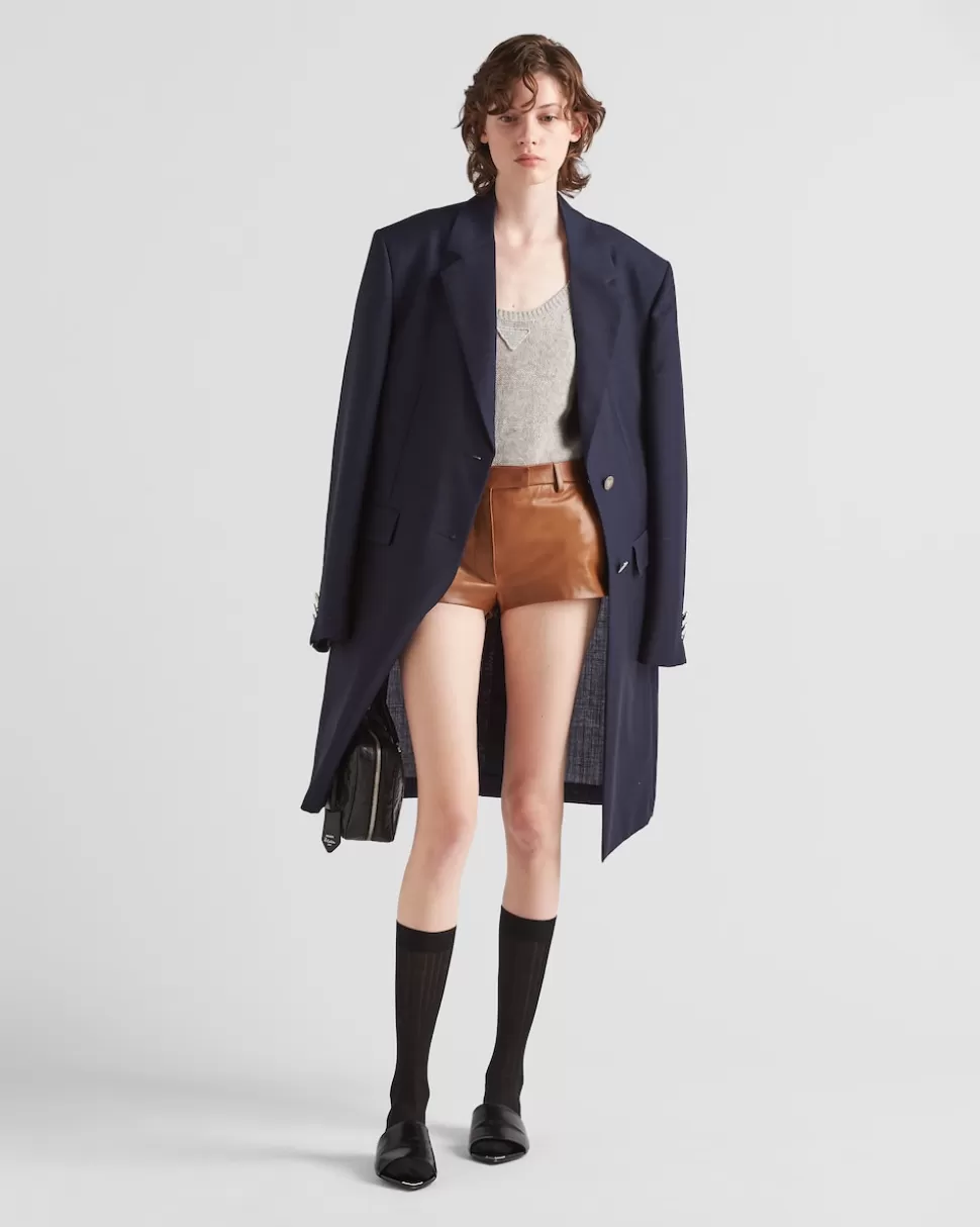 Online Prada Shorts Aus Nappa-leder Karamell