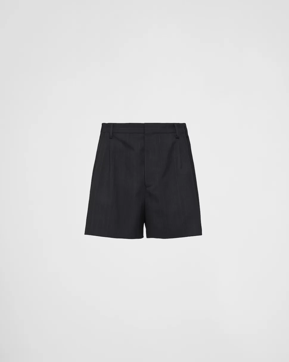 Cheap Prada Shorts Aus Wolle Blau