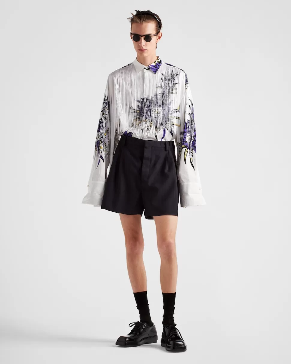 Cheap Prada Shorts Aus Wolle Blau