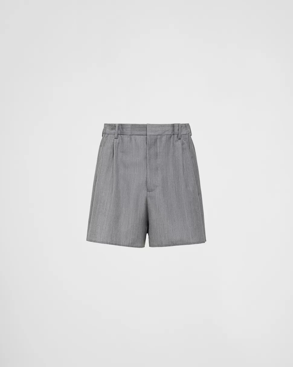 Cheap Prada Shorts Aus Wolle Und Mohair Grau