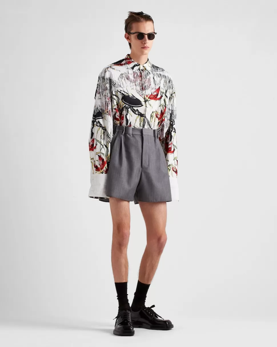 Cheap Prada Shorts Aus Wolle Und Mohair Grau